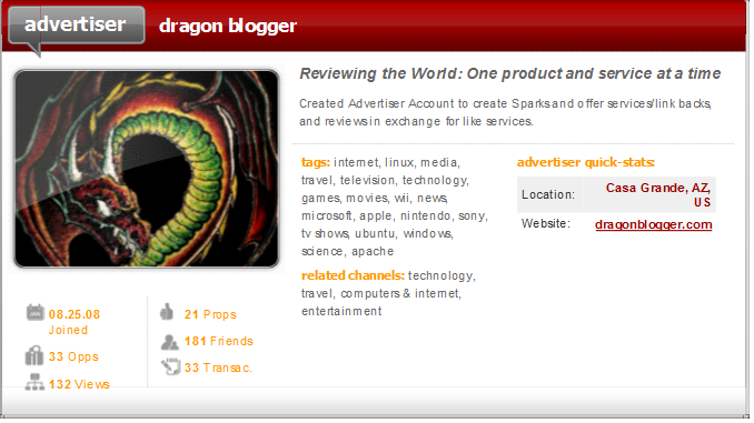 Dragonblogger Social Spark Profile