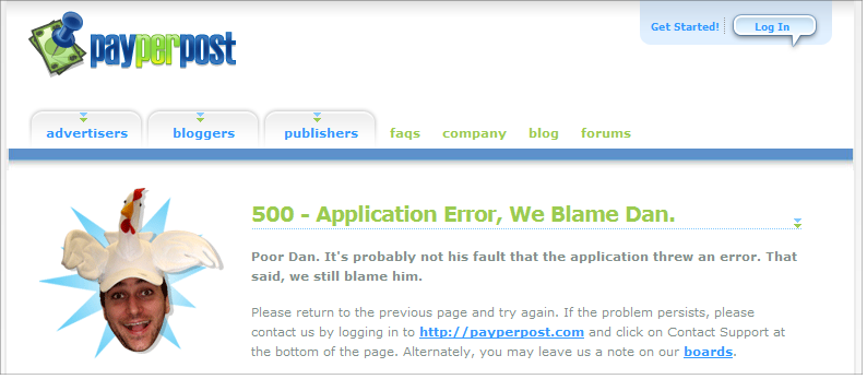 500 error message I came funny error messages. 500 error message I came
